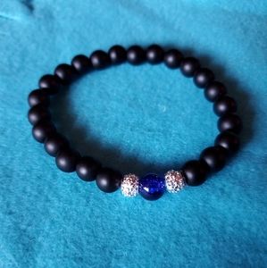 Handmade bracelet in support of thin blue line